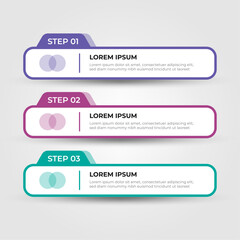 template for infographics. Vector colorful 3 steps progress banners. Steps badges, web banners.