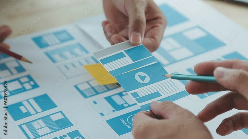 Wall mural ux graphic designer creative sketch planning application process development prototype wireframe for
