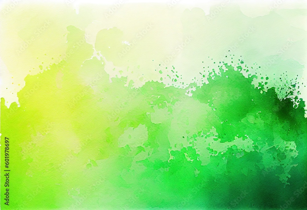 Poster springing into color: abstract watercolor gradient background in spring green, generative ai