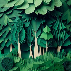 green forest paper style Generative AI