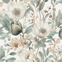 flower delicate background in watercolor style Generative AI