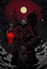 grim dark fantasy occult cultist by winter night rpg - by generative ai