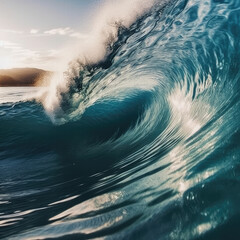 Obraz premium huge surf waves of the sea - by generative ai