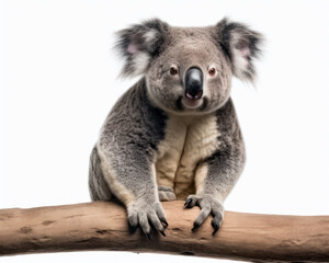 photo of koala isolated on white background. Generative AI