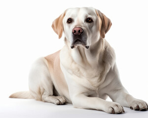 photo of Labrador Retriever isolated on white background. Generative AI