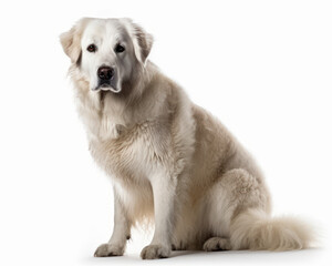 photo of kuvasz dog isolated on white background. Generative AI