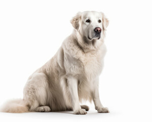photo of kuvasz dog isolated on white background. Generative AI