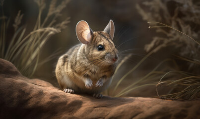 photo of kangaroo mouse in its natural habitat. Generative AI