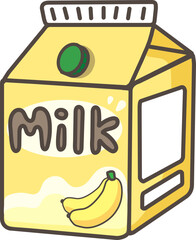 Banana milk cartoon icon handpaint minimalist pastel