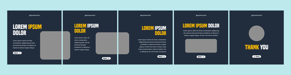 carousel template for social media post. dark theme social media template