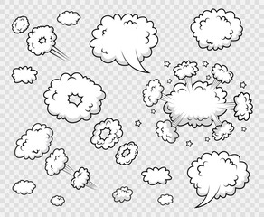 Explosion bomb frame. Speech bubble. Comic cloud with halftone in pop art style. Funny balloon. Cartoon element. Message shape with speed effect. Sky air object. Vector illustration. - obrazy, fototapety, plakaty