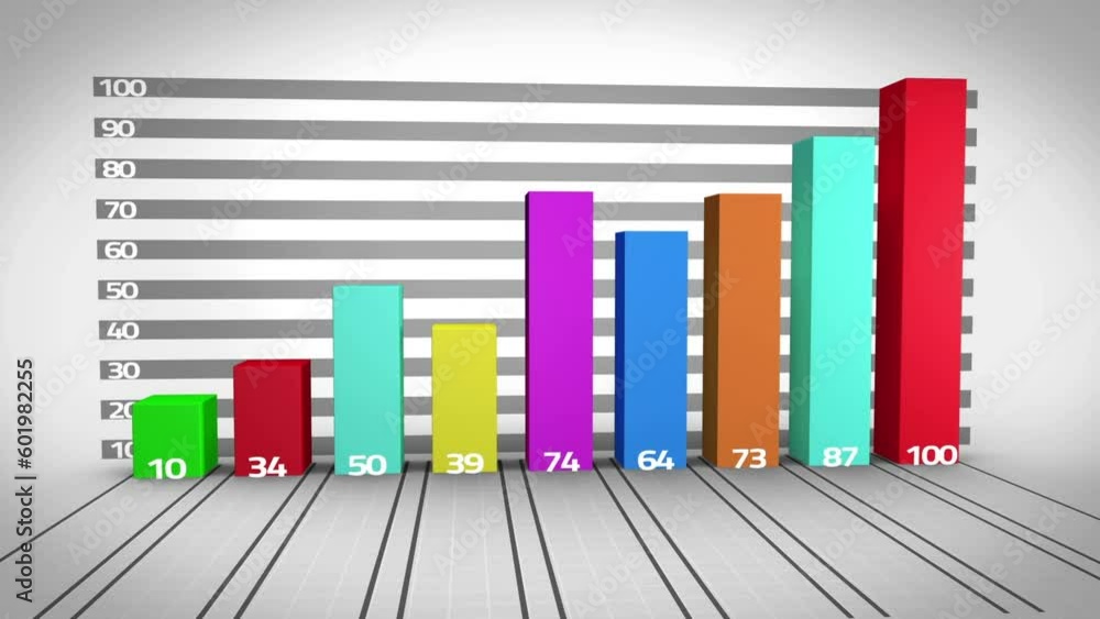 Poster animation of statistical data processing against grey background