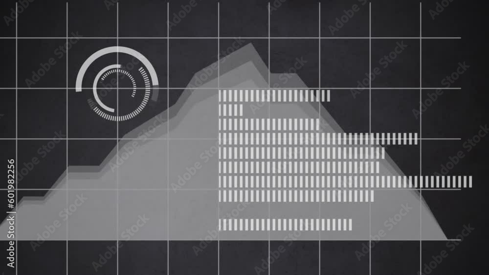 Poster animation of statistical data processing over grid network against grey background
