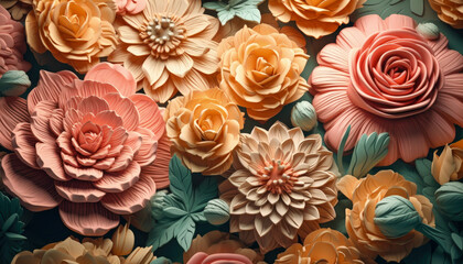 3d flower wall decor with a beautiful pattern. Generative AI