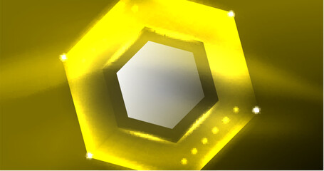 Neon hexagon background. Hi-tech design for wallpaper, banner, background, landing page, wall art, invitation, prints, posters