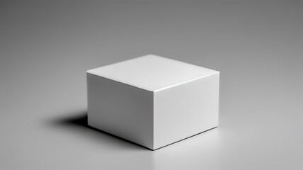 mockup - a white square box with a lid on a light uniform simple background, a box template with clean white sides on the surface, generative ai