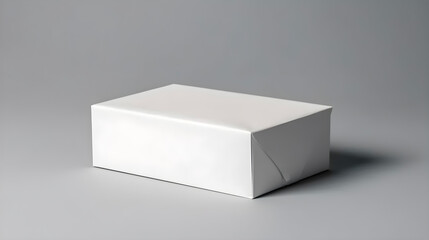 oblong white clean box - mockup on a simple light gray background, blank template of a simple elongated box, generative ai