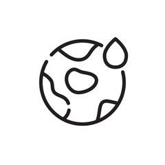 Water Saving Planet Icon. Vector Editable Outline Global Conservation and Sustainable Practices for Earth's Water Resources Symbol.