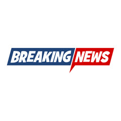 Breaking news banner isolated on transparent background