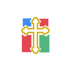 Christian cross icon isolated on transparent background