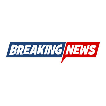 Breaking news banner isolated on transparent background