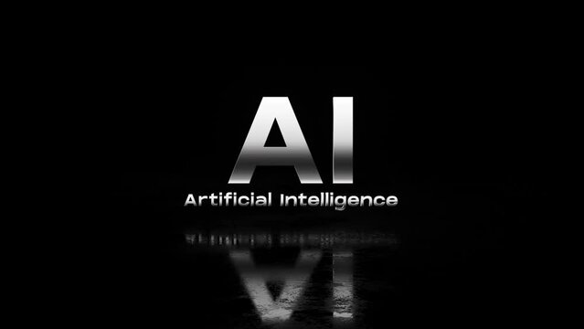 AI and artificial intelligence electric text animation.Communication, artificial intelligence.Machine learning and the superiority of the digital future. Robotics machine and deep learning. Ai concept