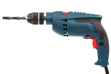 Electrical hand drill, isolated on white background