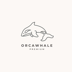 Fototapeta premium monoline animal logo orca whale minimalist