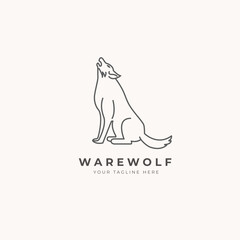 monoline animal logo night wolf minimalist