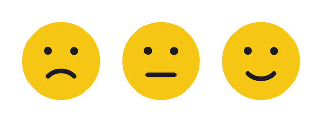 Feedback emoticons emojis. Smiley icon set , happy, neutral, sad, emoji, icon - Customer satisfaction rating scale with good and bad emotions. Vector illustration