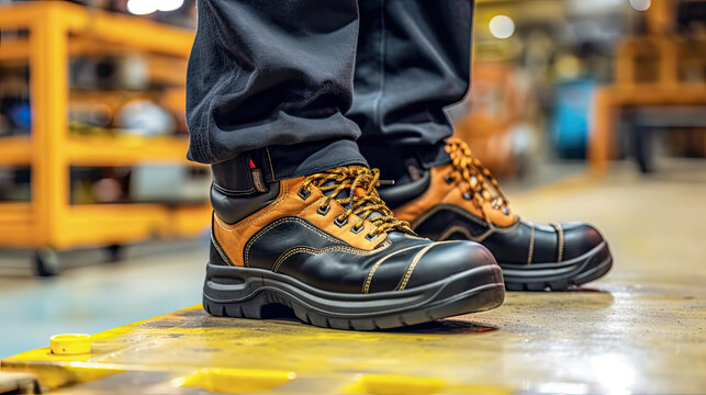 Ready for Work: Hi-Cut Safety Shoe on Factory Floor