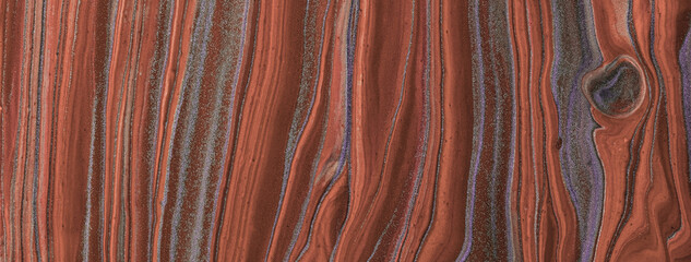 Abstract fluid art background dark brown and blue colors. Liquid marble. Acrylic painting with ginger gradient.