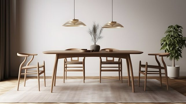 Interior design of modern dining room dining table
