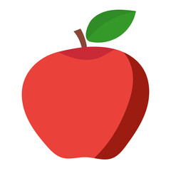 red apple with leaf on white