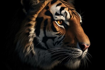 Illustration of a fierce tiger's head. Generative AI