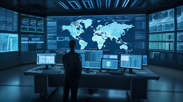Leitstand in blau Cybersecurity