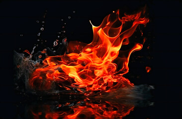 Fototapeta na wymiar black background with fire on it