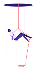 Businessman climbing up on a rope, concept of determination, effort, strength, and challenge