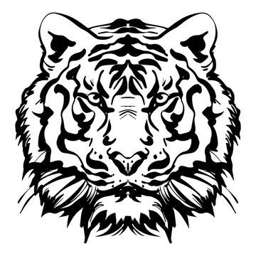 tiger face animal ink style wild 
