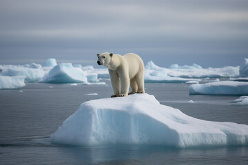 Fototapeta na wymiar polar bear on iceberg, ai generative