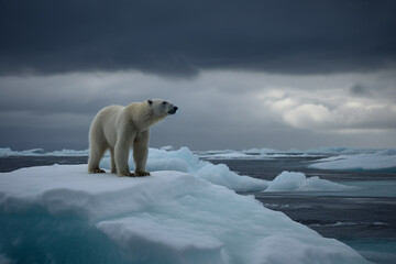 Plakat polar bear on iceberg, ai generative