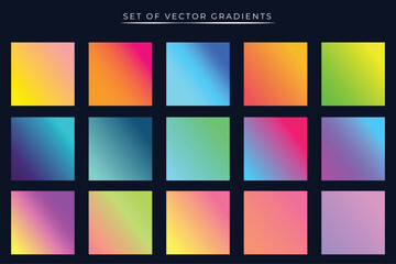 A vibrant set of gradients with dark blue background