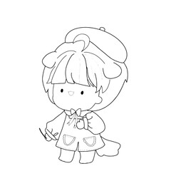 little boy  cartoon hand drawn outline