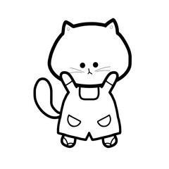 cat cartoon  hand drawn outline