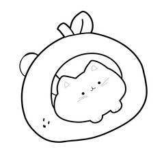 cat play rubber rings hand drawn