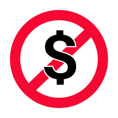 Prohibition icon dollar use. Dollar regulation. Dollar restriction. Vector.
