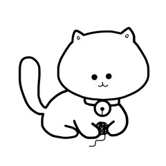 cat cartoon  hand drawn outline