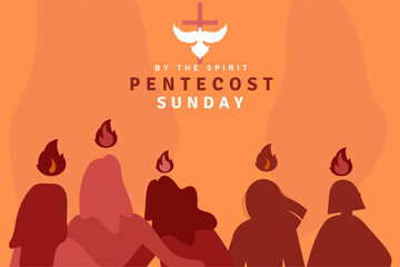 An illustration of Pentecost sunday holy spirit. Biblical Series - obrazy, fototapety, plakaty
