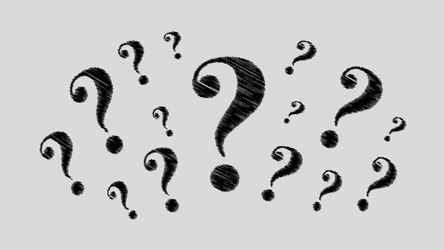 Question marks animated on grey background