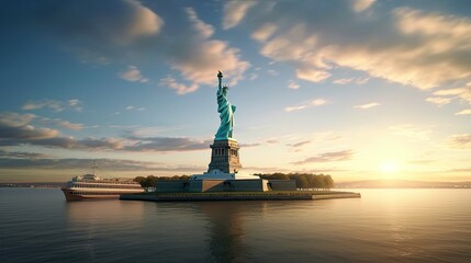 A detailed illustration of the Statue of Liberty.